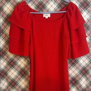 Fyve Scarlet Ruffle Sleeve Blouse